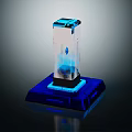 Modern Decorative Ornament Set With Transparent Structure And Blue Illuminated Base