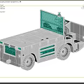 White Industrial Utility Vehicle with Open Cab Red Warning Light and Metal Grille