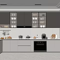 Modern Kitchen Interior Design With Gray Cabinets Countertop Appliances And Window Plant
