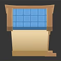 Cartoon House Scene With Blue Roof Yellow Walls Door And Steps