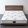 Modern Double Bed With Wooden Headboard And White Quilted Mattress Frame