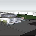 Modern Office Building Exterior With Glass Curtain Walls And Open Plaza Design