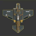 Detailed Cosmic Spaceship Model With Metallic Blue Orange Wings And Thrusters