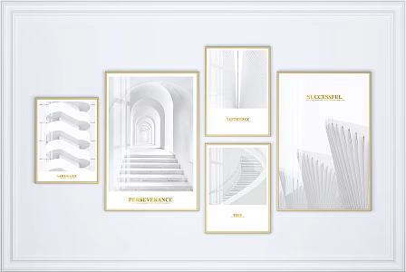 Modern Architectural Painting Hanging Painting Architectural Art Combination Painting 3d model