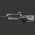 Futuristic Sci Fi Gun With Sleek White And Orange Design Advanced Scope And Metallic Components