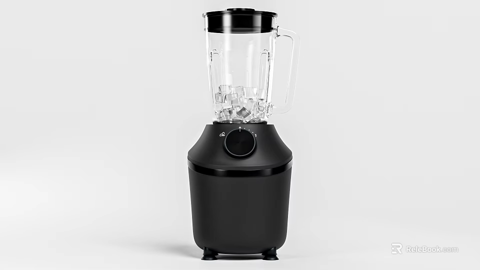 Black Blender With Transparent Jar And Modern Control Knob Design 3d model 