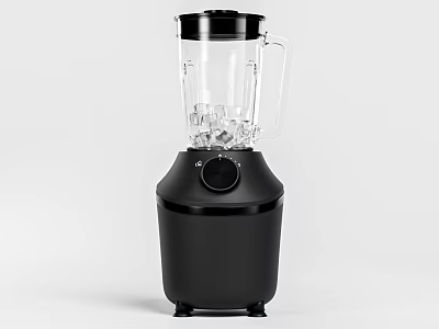 Black Blender With Transparent Jar And Modern Control Knob Design 3d model
