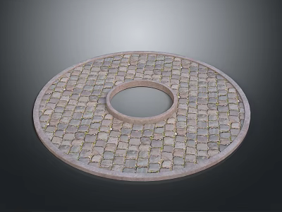 Circular Stone Paved Structure With Central Round Hole And Textured Surface 3d model