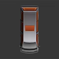 Classic White Van With Orange Roof And Windows In Cartoon Style Design