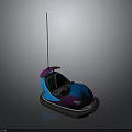 Colorful Purple And Blue Bumper Car With Black Seats And Antenna