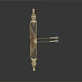 Decorative Wooden And Metal Column With Scroll Design Top Spherical Ornament And Horizontal Bars