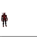 Deadpool Game Movie Character In Red Black Costume With Dual Swords On Back