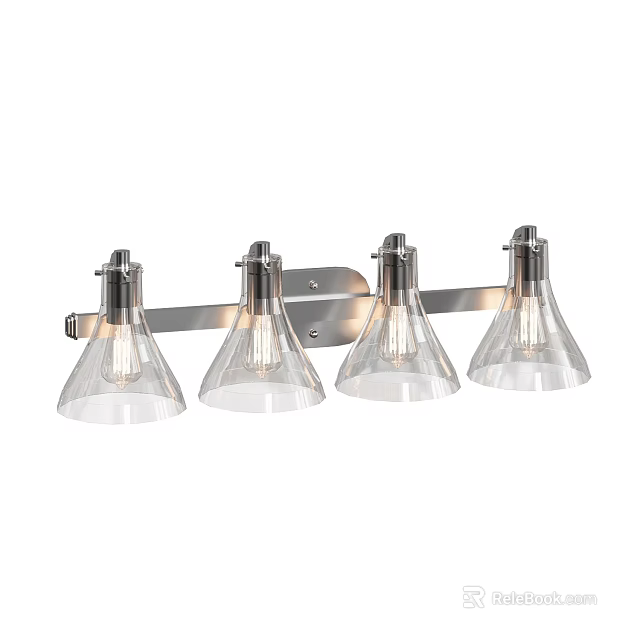 Modern Four Light Wall Sconce With Glass Shades And Metal Frame Design 3d model 