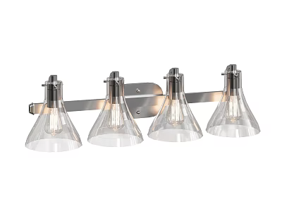 Modern Four Light Wall Sconce With Glass Shades And Metal Frame Design 3d model