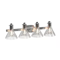 Modern Four Light Wall Sconce With Glass Shades And Metal Frame Design