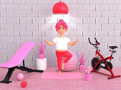 Modern game character cartoon yoga fitness goddess image 3d model Modern game character cartoon yoga fitness goddess image 3d model