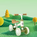 Biipap Electric Toy Tricycle for Kids with White Brown Design and Green Grass
