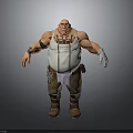 Bald Man With Arm Tattoos Wearing White Undershirt Overalls Utility Belt Brown Boots And Gloves