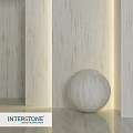 Round Spherical Component With White Wood Grain And Interior Wall Lighting