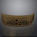 Elegant Golden Decorative Band With Red Gemstones And Circular Hole Patterns