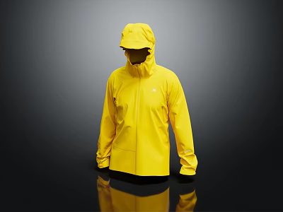 Stylish Yellow Hooded Jacket For Outdoor Casual Wear And Daily Use 3d model