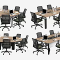 Round and Rectangular Conference Tables With Black Office Chairs Laptops and Water Cups