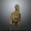 Golden Classical Style Helmet With Plume And Face Guard Details