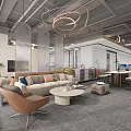 Elegant Modern Public Office Area With Cozy Lounge Seating And Spacious Functional Open Working Zones