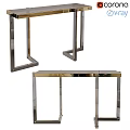 Modern Sleek Dining Table With Gold And Silver Metal Frame And Smooth Surface
