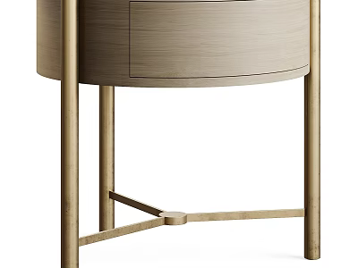 Modern Minimalist Nightstand With Wooden Drawer And Sleek Metal Legs Elegant Design For Bedroom Decor 3d model