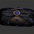 Stylish Dark Purple Clutch Bag With Blue Beads Golden Clasp And Crocodile Texture Design