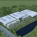 Industrial Factory Complex Phase II in Bonded Zone With Multiple Buildings Greenery Roads and River
