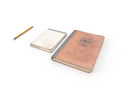 Essential Stationery Pencil Spiral Notebook And Emblem Notebook For Daily Use 3d model