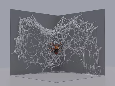 Intricate 3D Model Reptile Resting On Detailed Spider Web Structure 3d model