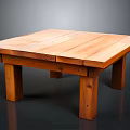 Natural Wooden Square Table Design With Plank Top And Sturdy Legs