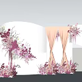 Wedding Backdrop Decoration With 2020 Number Pink Floral Arrangements And Beige Curtains