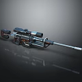 Modern Tactical Sniper Rifle With Scope And Long Metallic Barrel Design
