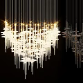 Modern Multi Tiered Chandelier With Transparent Elements And Illuminated Design 3d model