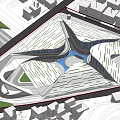 Modern Architectural Design With Unique Geometric Structure Glass Facade And Urban Surroundings