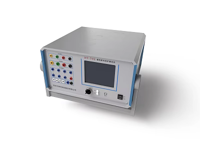 Professional Industrial Testing Equipment With Gray Casing Display Screen And Colorful Interface Ports 3d model