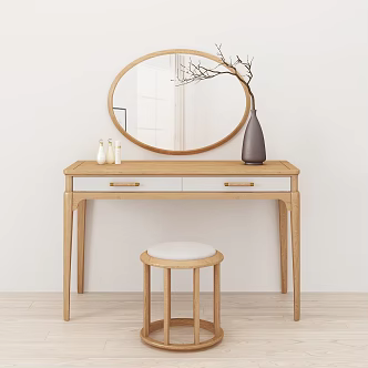 Nordic Dressing Table Solid Wood Dressing Stool 3d model