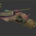 Futuristic Armored Weapon System With Multiple Cannons And Sleek Design 3d model