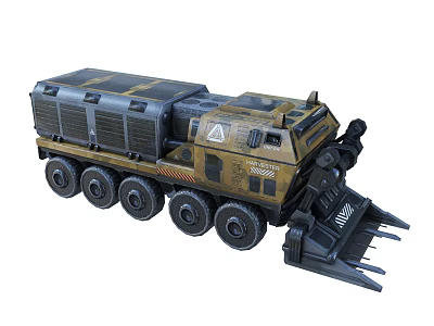 Six Wheeled Camouflage Green Military Tank Model With Armored Structure And Cannon 3d model