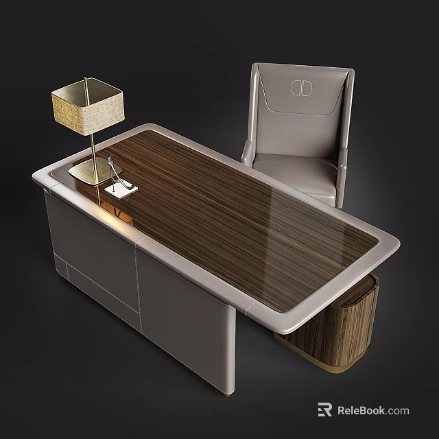 Modern Outdoor Table with Brown Wood Grain Top Gray Chair and Storage Cabinet Design 3d model 