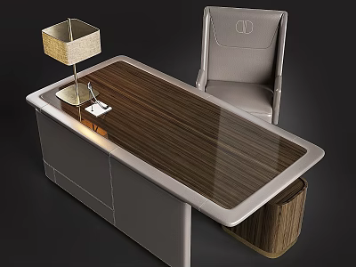 Modern Outdoor Table with Brown Wood Grain Top Gray Chair and Storage Cabinet Design 3d model