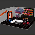 Vibrant Cartoon Scene Setup With Colorful Bookshelf And Playful Furniture And Decorative Toys