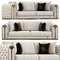 Modern Luxury Multi Seat Sofa In Beige With Tufted Details And Soft Decorative Cushions