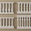 Elegant White Marble Railings With Various Classical Column Designs For Decor 3d model
