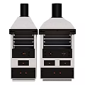 Classic Vintage Double Stoves Design With Chimney Drawers And Control Panels