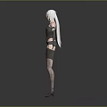 3D Futuristic Female Character With White Hair And Mechanical Armor